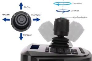 Sala de reunião equipada com mesa controladora e câmeras de videoconferência Macsym