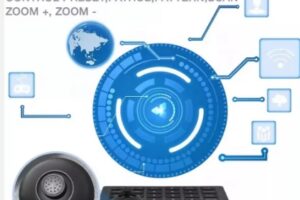 Sala de reunião equipada com mesa controladora e câmeras de videoconferência Macsym